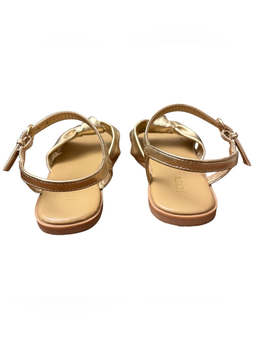 J.Crew Sandals Girls Size 2 Gold Knot Bow Metallic Dressy Summer Shoes - Picture 3 of 9